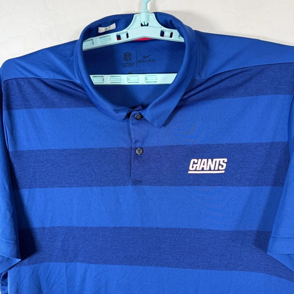 New York Giants Polo Shirt Mens 2XL Blue Team Issued NFL‎ Football Nike Dri Fit